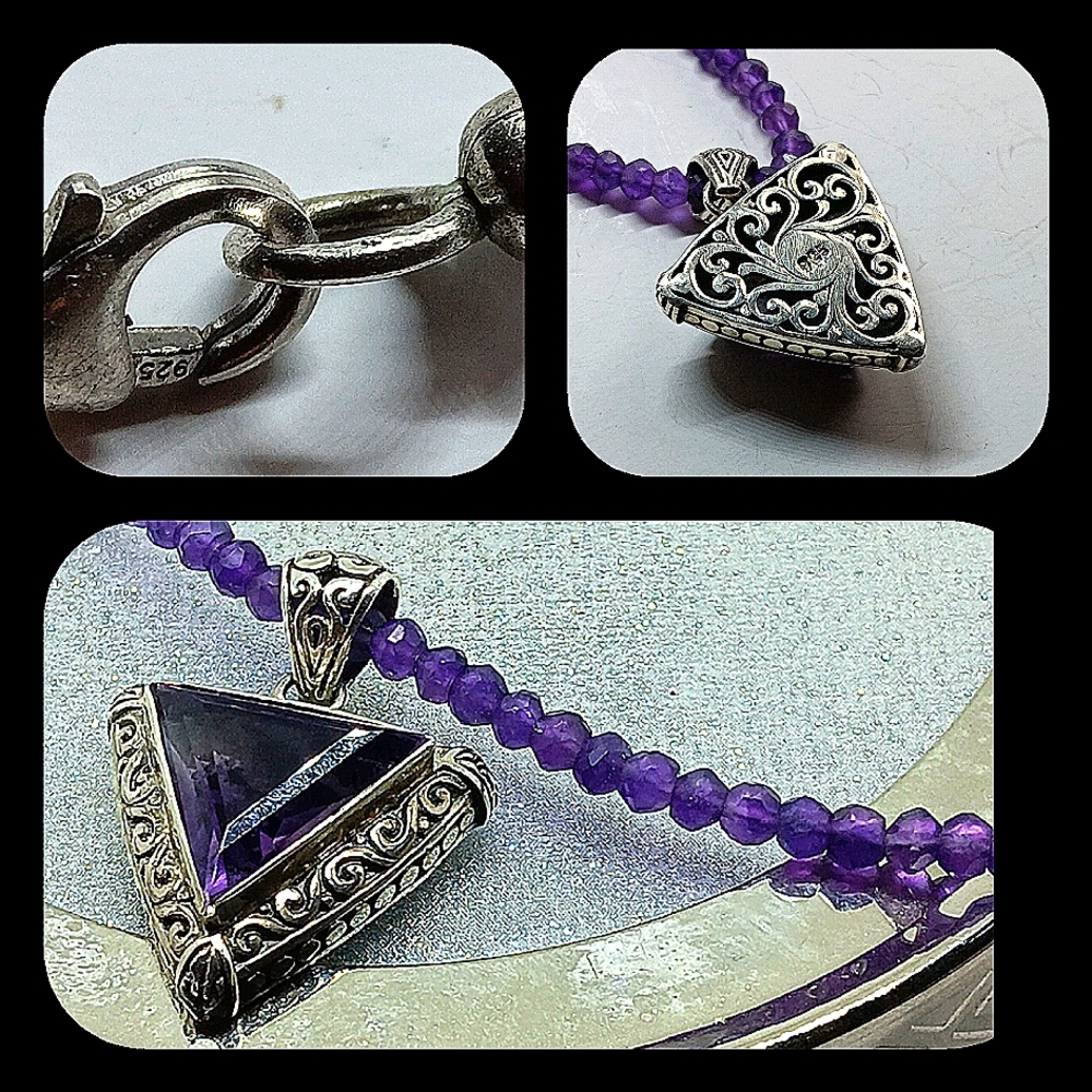 Amethyst Pendant .925 SS on Amethyst Faceted Necklace